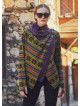 Boho Style Thumbhole Purple Rug Patterned Cardigan